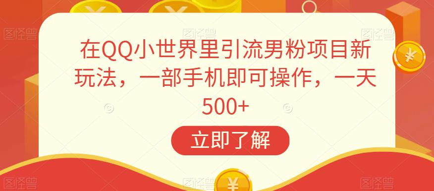 在QQ小世界里引流男粉项目新玩法，一部手机即可操作，一天500+【揭秘】-桐创网