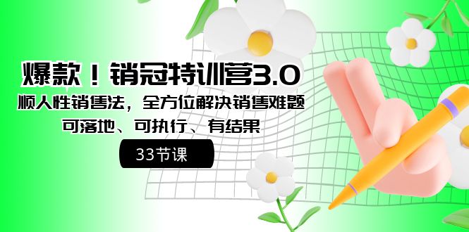 （8573期）爆款！销冠特训营3.0之顺人性销售法，全方位解决销售难题、可落地、可执…-桐创网