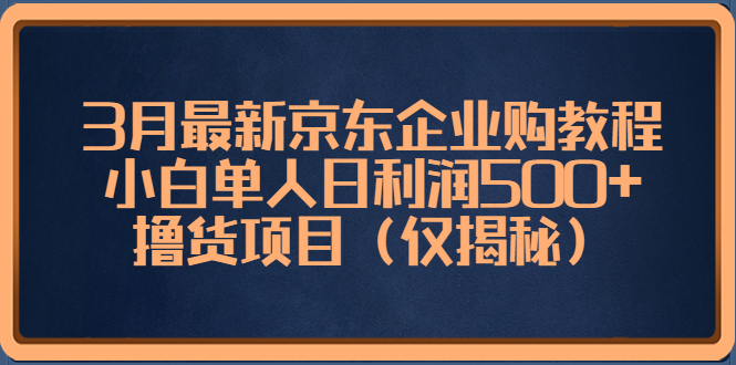 （5277期）3月最新京东企业购教程，小白单人日利润500+撸货项目（仅揭秘）-桐创网