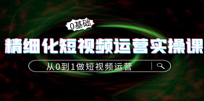 精细化短视频运营实操课，从0到1做短视频运营：算法篇+定位篇+内容篇-桐创网