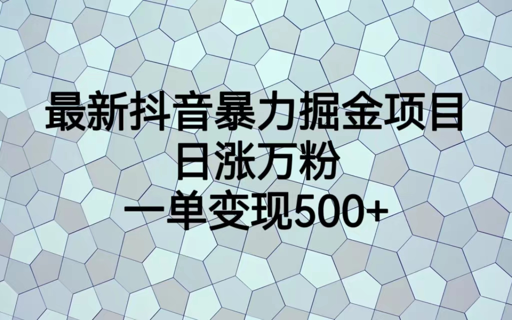 （7100期）最火热的抖音暴力掘金项目，日涨万粉，多种变现方式，一单变现可达500+-桐创网