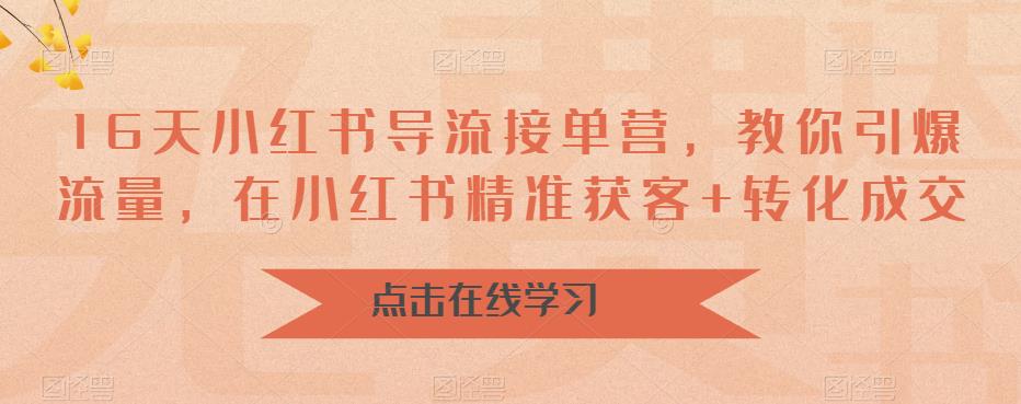 （6523期）16天-小红书 导流接单营，教你引爆流量，在小红书精准获客+转化成交-桐创网