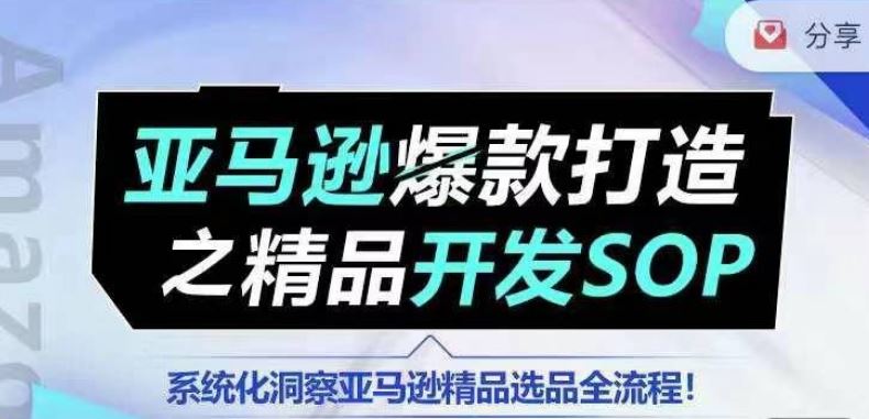 【训练营】亚马逊爆款打造之精品开发SOP，系统化洞察亚马逊精品选品全流程-桐创网