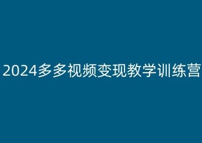 2024多多视频变现教学训练营，新手保姆级教程，适合新手小白-桐创网