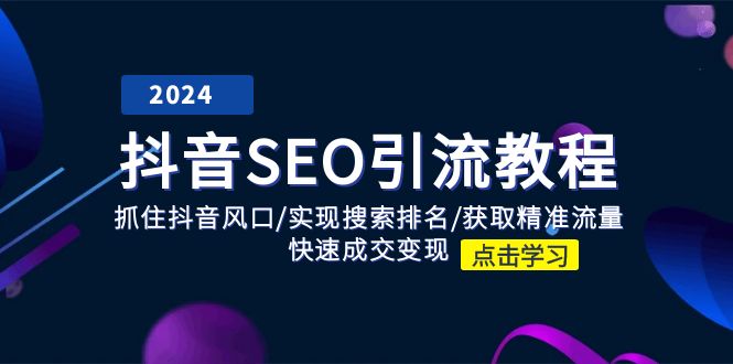 抖音SEO引流教程：抓住抖音风口/实现搜索排名/获取精准流量/快速成交变现-桐创网