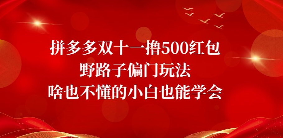 拼多多双十一撸500红包野路子偏门玩法，啥也不懂的小白也能学会【揭秘】-桐创网