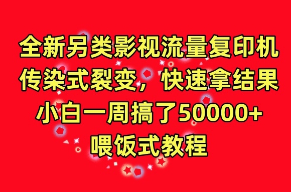 全新另类影视流量复印机，传染式裂变，快速拿结果，小白一周搞了50000+，喂饭式教程-桐创网