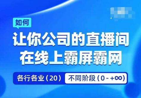 企业矩阵直播霸屏实操课，让你公司的直播间在线上霸屏霸网-桐创网