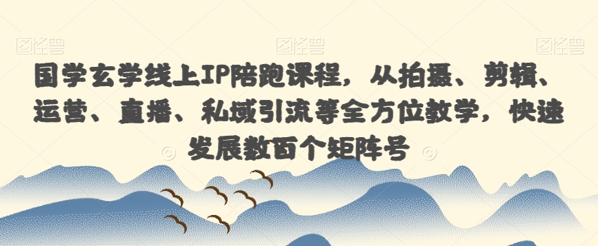 国学玄学线上IP陪跑课程，从拍摄、剪辑、运营、直播、私域引流等全方位教学，快速发展数百个矩阵号-桐创网