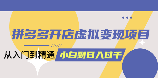 （6169期）拼多多开店虚拟变现项目：入门到精通 从小白到日入1000（完整版）6月13更新-桐创网