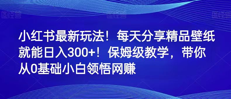 小红书最新玩法！每天分享精品壁纸就能日入300+！保姆级教学，带你从0领悟网赚-桐创网