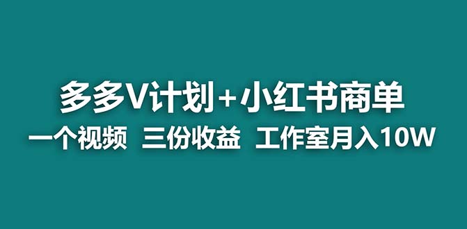 （6999期）【蓝海项目】多多v计划+小红书商单 一个视频三份收益 工作室月入10w-桐创网