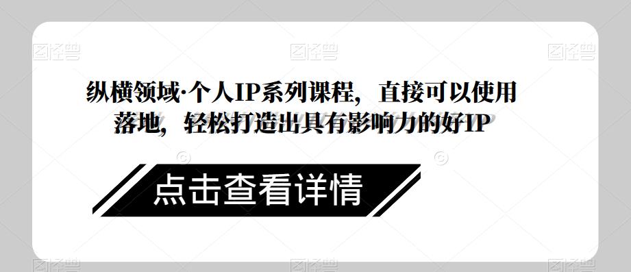 纵横领域·个人IP系列课程，直接可以使用落地，轻松打造出具有影响力的好IP-桐创网