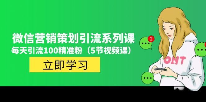 （4949期）价值百万的微信营销策划引流系列课，每天引流100精准粉（5节视频课）-桐创网