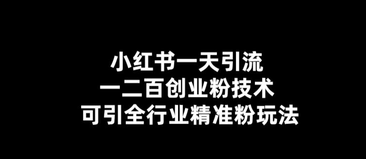 小红书一天引流一二百创业粉技术，可引全行业精准粉玩法【仅揭秘】-桐创网