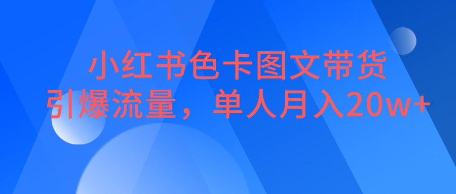 小红书色卡图文带货，引爆流量，单人月入20W+-桐创网