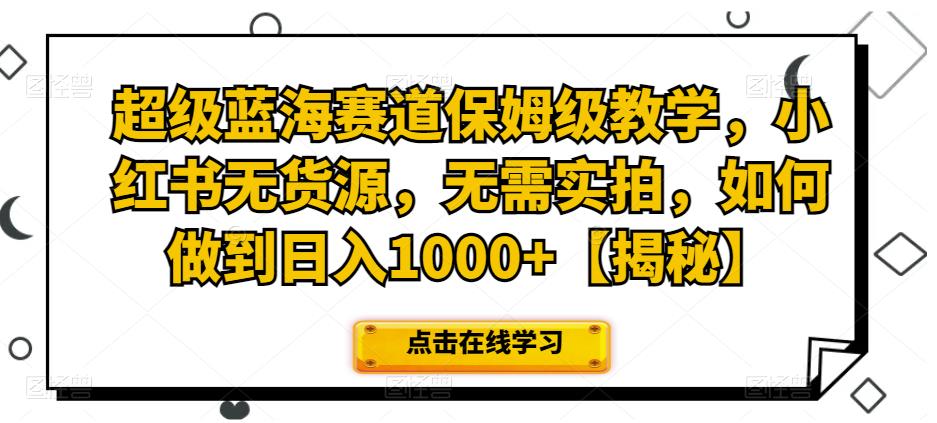 超级蓝海赛道保姆级教学，小红书无货源，无需实拍，如何做到日入1000+【揭秘】-桐创网