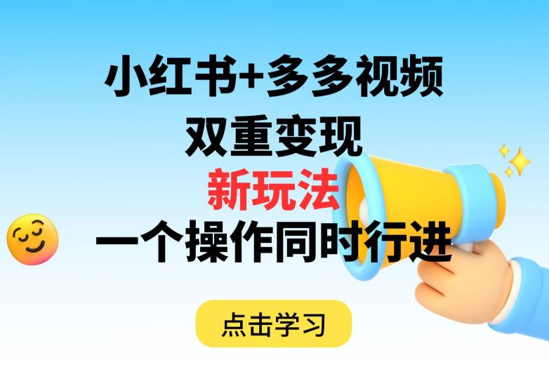 多多视频+小红书，双重变现新玩法，可同时进行【揭秘】-桐创网