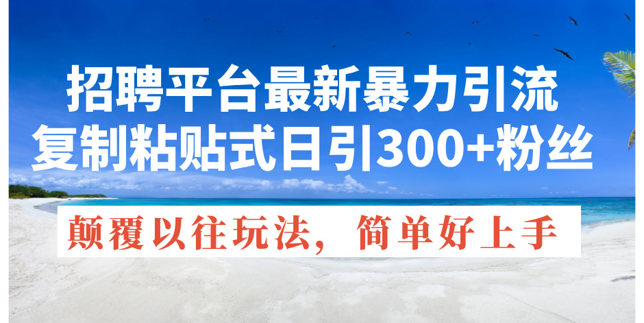 （11538期）招聘平台最新暴力引流，复制粘贴式日引300+粉丝，颠覆以往垃圾玩法，简…-桐创网