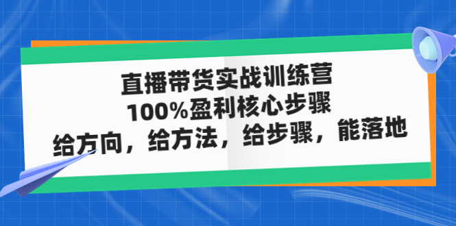 （4785期）直播带货实战训练营：100%盈利核心步骤，给方向，给方法，给步骤，能落地-桐创网