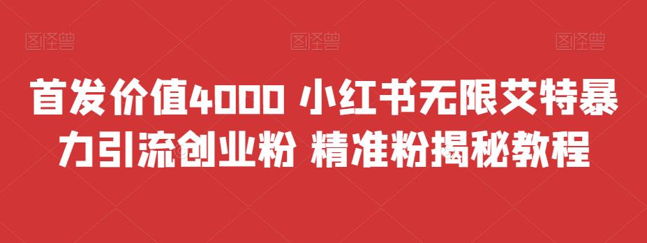 （6982期）首发价值4000 小红书无限艾特暴力引流创业粉 精准粉揭秘教程-桐创网