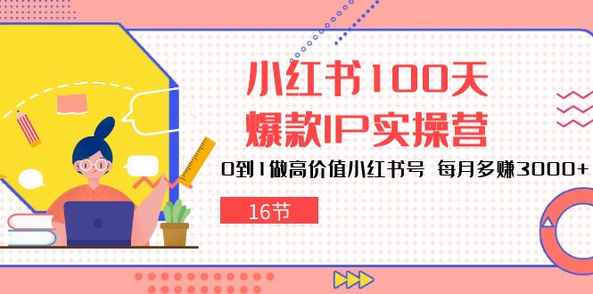 （10490期）小红书100天-爆款IP实操营，0到1做高价值小红书号 每月多赚3000+（16节）-桐创网