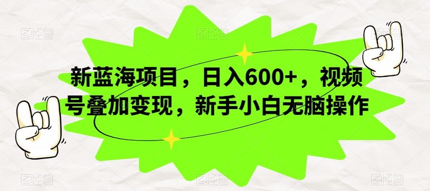 新蓝海项目，日入600+，视频号叠加变现，新手小白无脑操作【揭秘】-桐创网