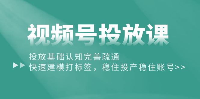 （10205期）视频号投放课：投放基础认知完善疏通，快速建模打标签，稳住投产稳住账号-桐创网