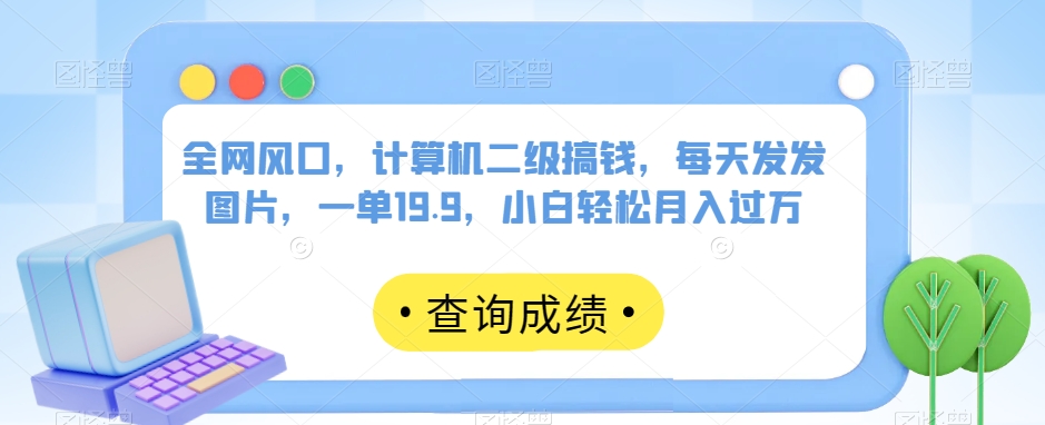 全网风口，计算机二级搞钱，每天发发图片，一单19.9，小白轻松月入过万【揭秘】-桐创网