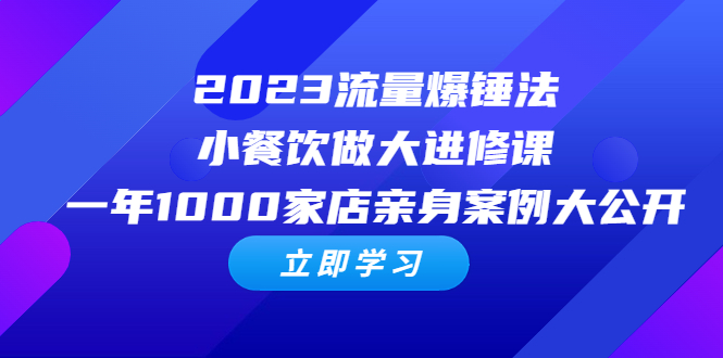 （6485期）2023流量 爆锤法，小餐饮做大进修课，一年1000家店亲身案例大公开-桐创网