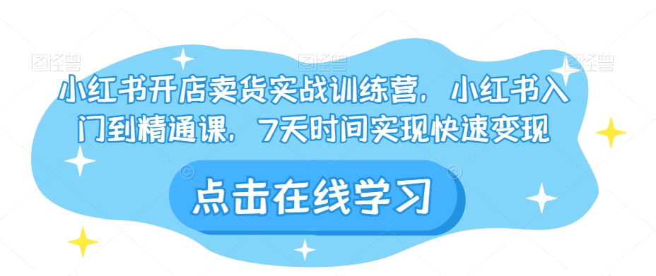 小红书开店卖货实战训练营，小红书入门到精通课，7天时间实现快速变现-桐创网