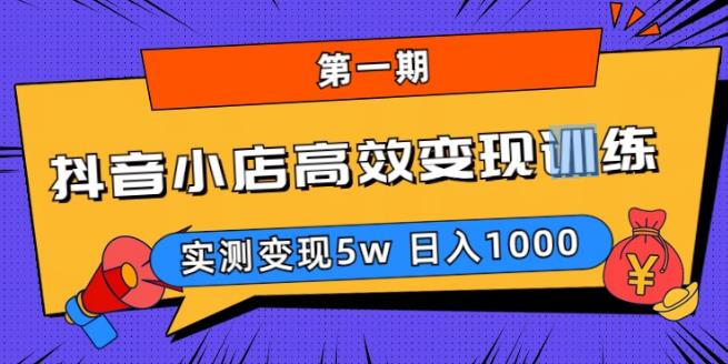 抖音小店高效变现训练营（第一期）,实测变现5w，日入1000【揭秘】-桐创网