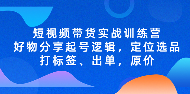 （5076期）短视频带货实战训练营，好物分享起号逻辑，定位选品打标签、出单，原价-桐创网