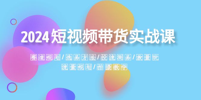 2024短视频带货实战课：赛道规划·选品方法·投流测品·放量玩法·流量规划-桐创网