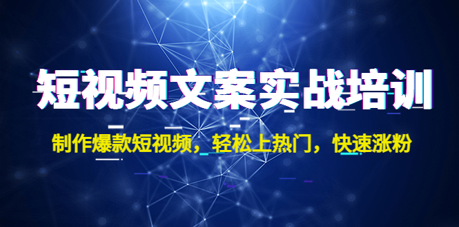 （4670期）短视频文案实战培训：制作爆款短视频，轻松上热门，快速涨粉！-桐创网