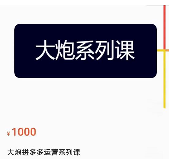 大炮拼多多运营系列课，各类​玩法合集，拼多多运营玩法实操-桐创网