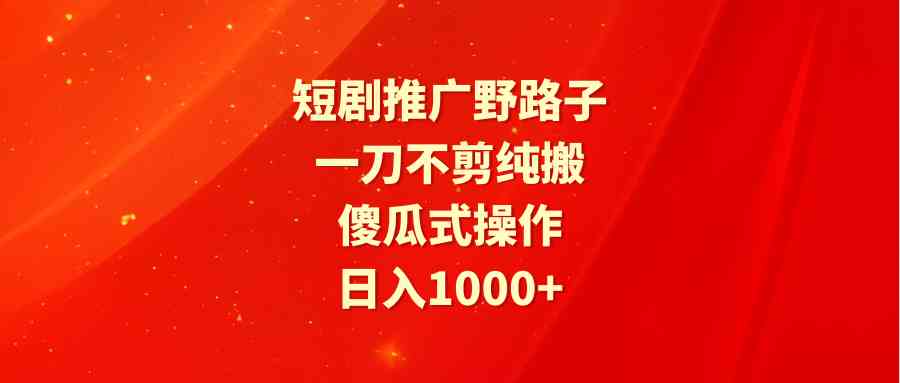 （9586期）短剧推广野路子，一刀不剪纯搬运，傻瓜式操作，日入1000+-桐创网