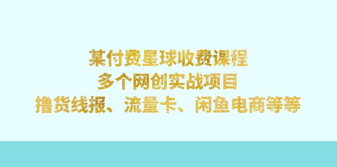 （7199期）某付费星球课程：多个网创实战项目，撸货线报、流量卡、闲鱼电商等等-桐创网