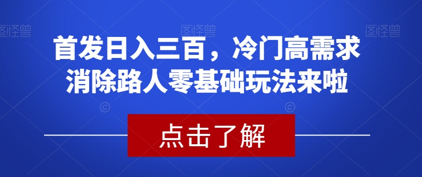 首发日入三百，冷门高需求消除路人零基础玩法来啦【揭秘】-桐创网