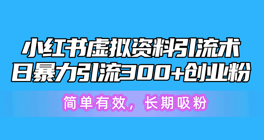 （10941期）小红书虚拟资料引流术，日暴力引流300+创业粉，简单有效，长期吸粉-桐创网