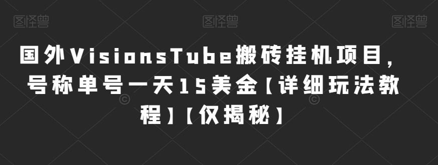 国外VisionsTube搬砖挂机项目，号称单号一天15美金【详细玩法教程】【仅揭秘】-桐创网