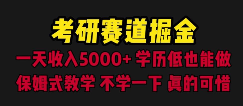 考研赛道掘金，一天5000+学历低也能做，保姆式教学，不学一下，真的可惜-桐创网