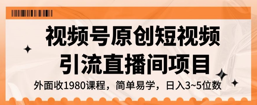 视频号原创短视频引流直播间项目，日入3~5五位数【揭秘】-桐创网