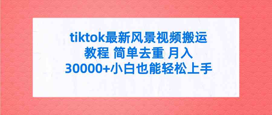 （9804期）tiktok最新风景视频搬运教程 简单去重 月入30000+附全套工具-桐创网