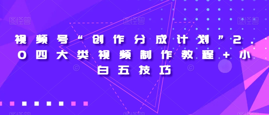 视频号“创作分成计划”2.0四大类视频制作教程+小白五技巧【揭秘】-桐创网