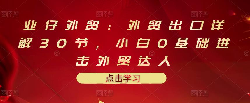 业仔外贸：外贸出口详解30节，小白0基础进击外贸达人 价值666元-桐创网