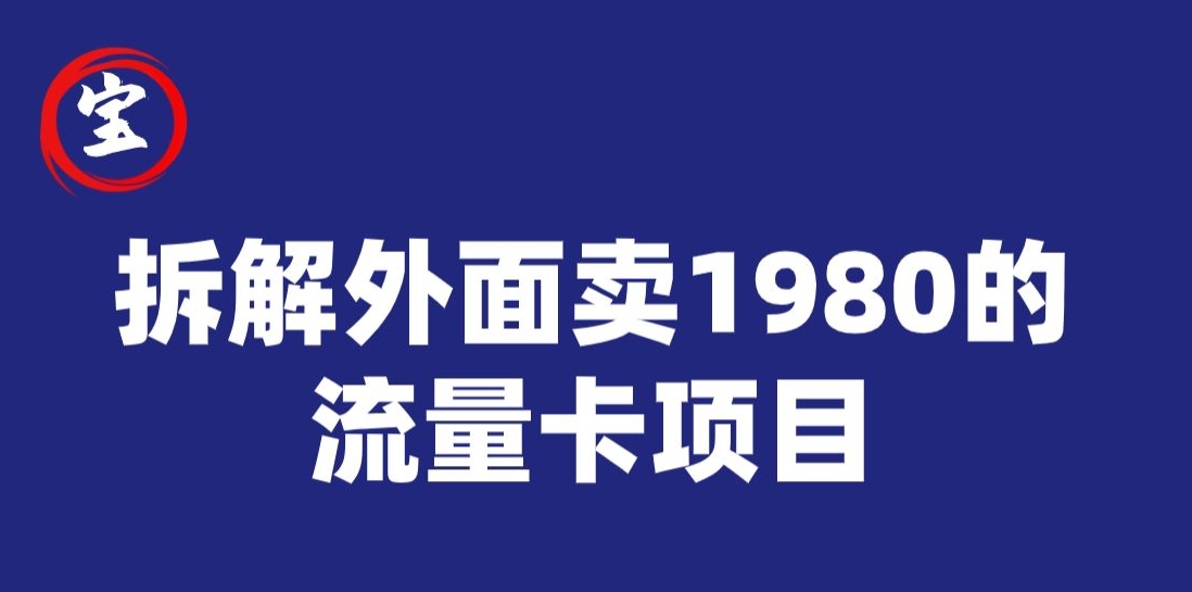 宝哥拆解外面卖1980手机流量卡项目，0成本无脑推广-桐创网