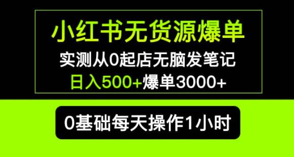 小红书无货源爆单实测从0起店无脑发笔记爆单3000+长期项目可多店-桐创网