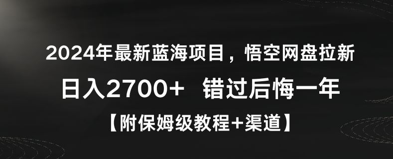 2024年最新蓝海项目，悟空网盘拉新，日入2700+错过后悔一年【附保姆级教程+渠道】【揭秘】-桐创网