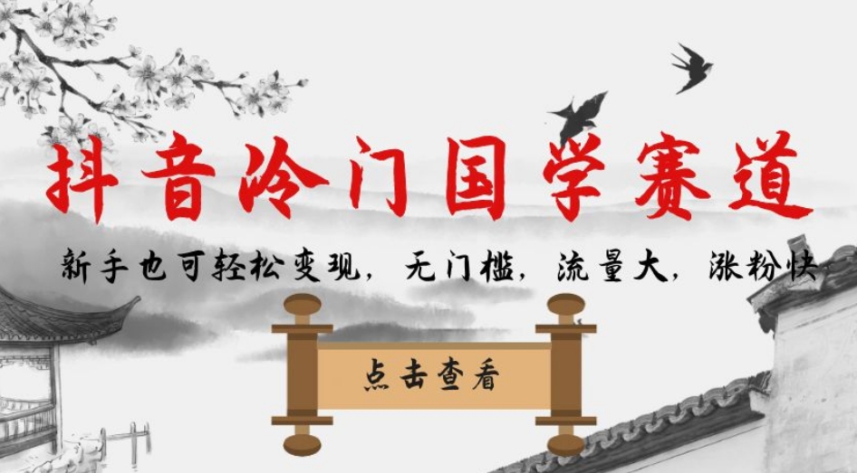 抖音冷门国学赛道，新手也可轻松变现，无门槛，流量大，涨粉快-桐创网